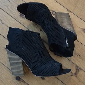 Vince Camuto suede peep toe ankle boots